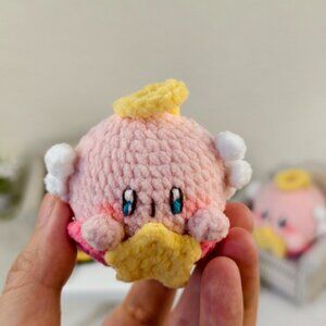 Handmade Amigurumi Crochet Angel Kirby Plushie